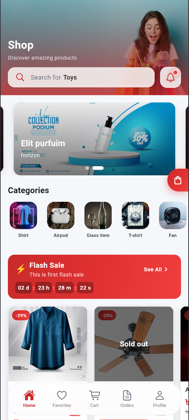 Kiko Mart app — food ordering screen