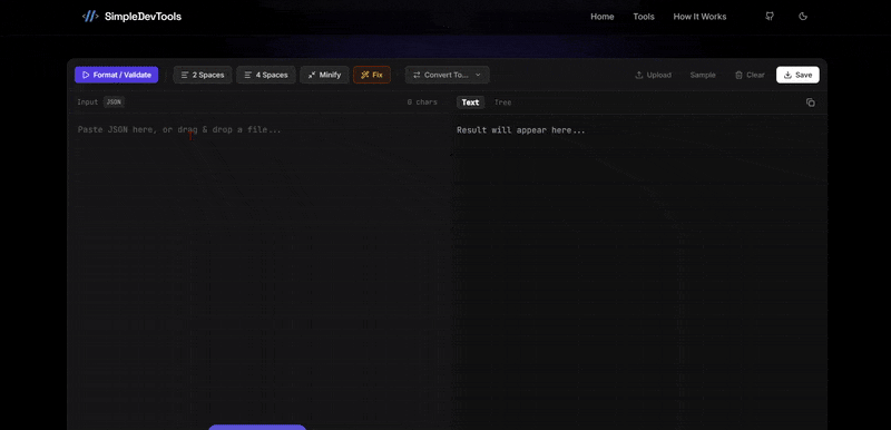 Comparison of minified vs beautified JSON