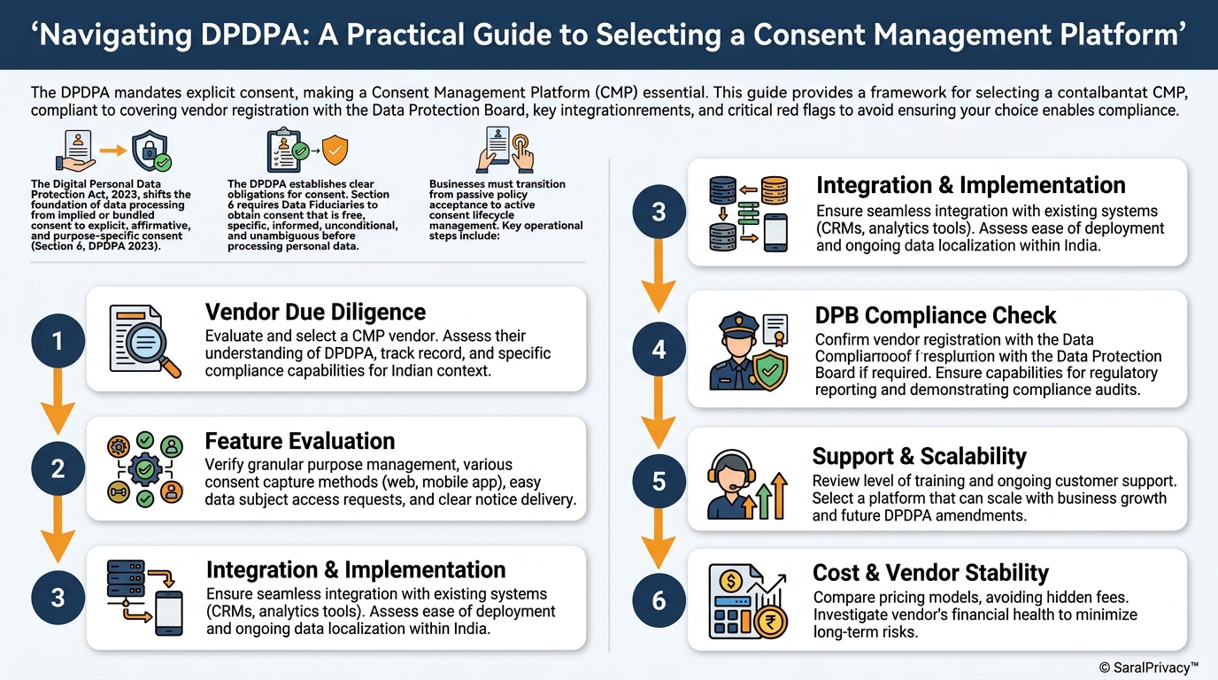 Navigating DPDPA: A Practical Guide to Selecting a Consent Management Platform — DPDPA infographic