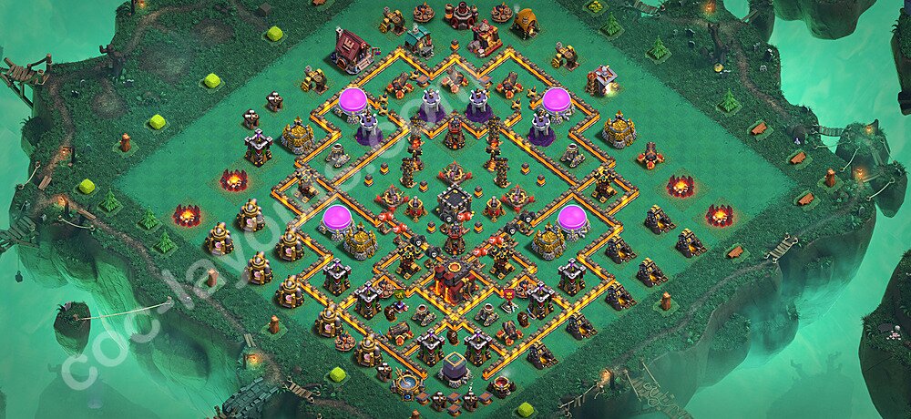 Anti 2 Stars Base TH10 with Link, Anti Air / Dragon - best plan / layout / design - Clash of Clans 2