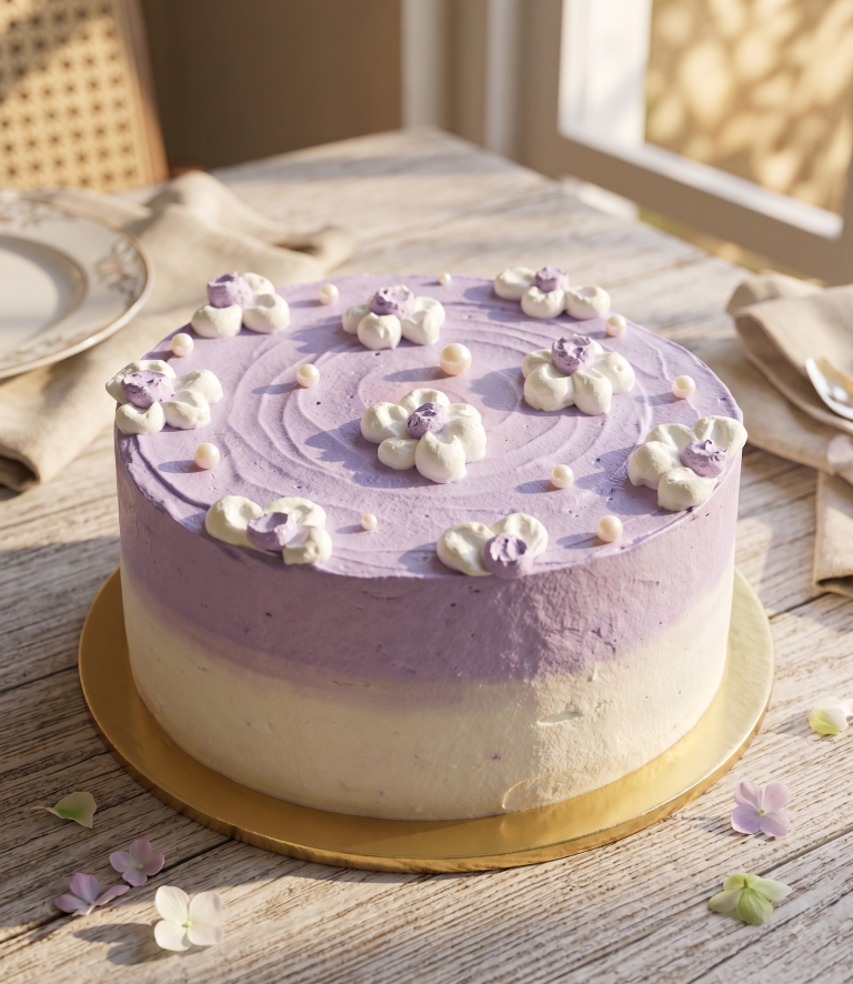Lavender Ombre Blossom Pearl Cake