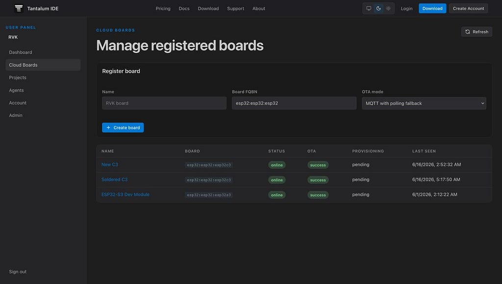 Tantalum Web Screenshot