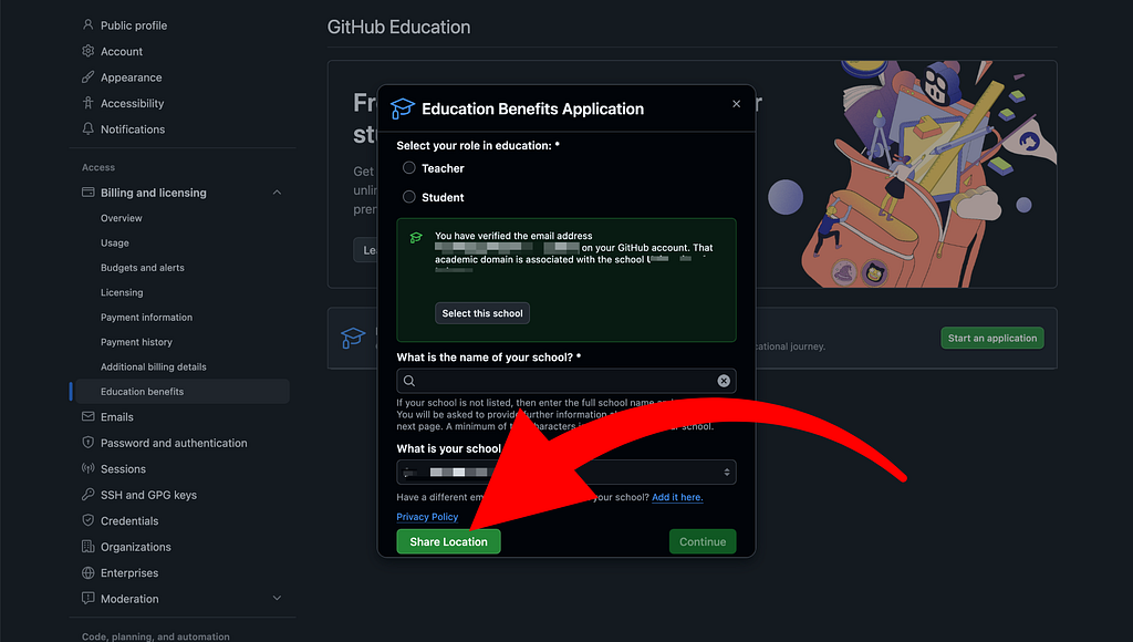 Share location button