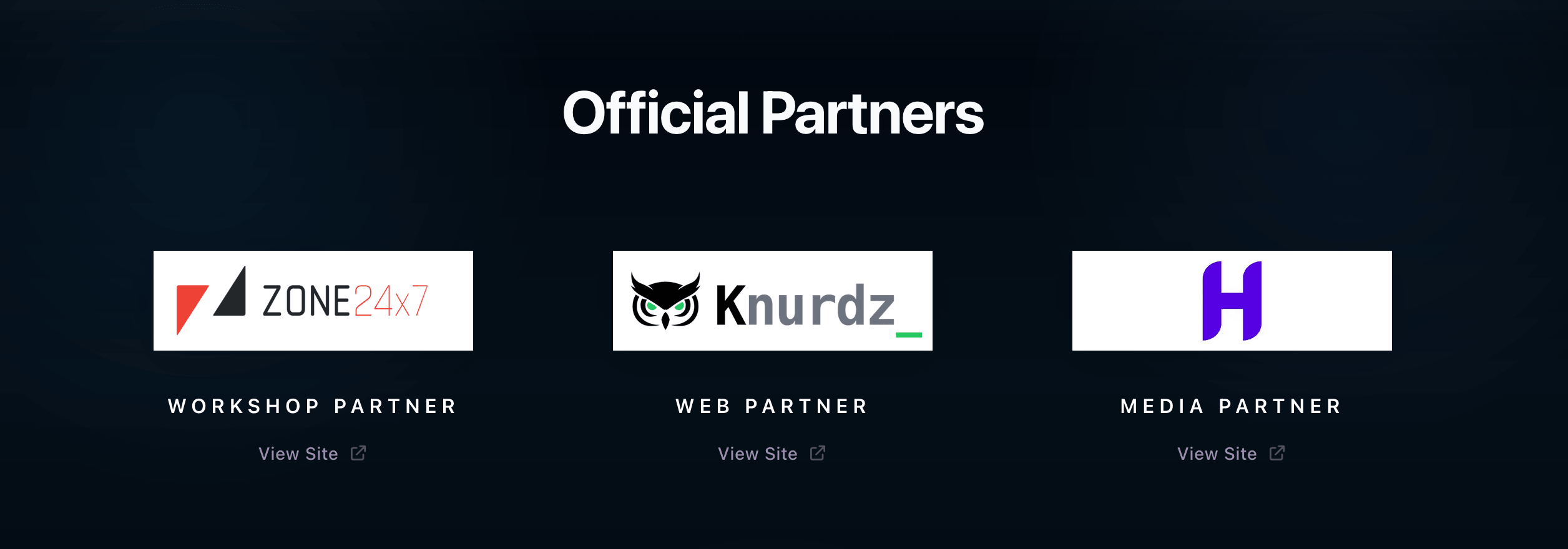 MazeX official partners section with ZONE24x7, Knurdz, and media partner